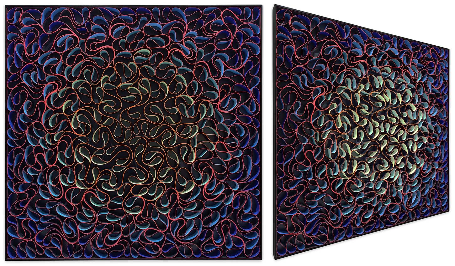 SPACETRIPPER. Canvas on Edge. Front and Side View_153x153cm : 60x60 inches Front and Side View